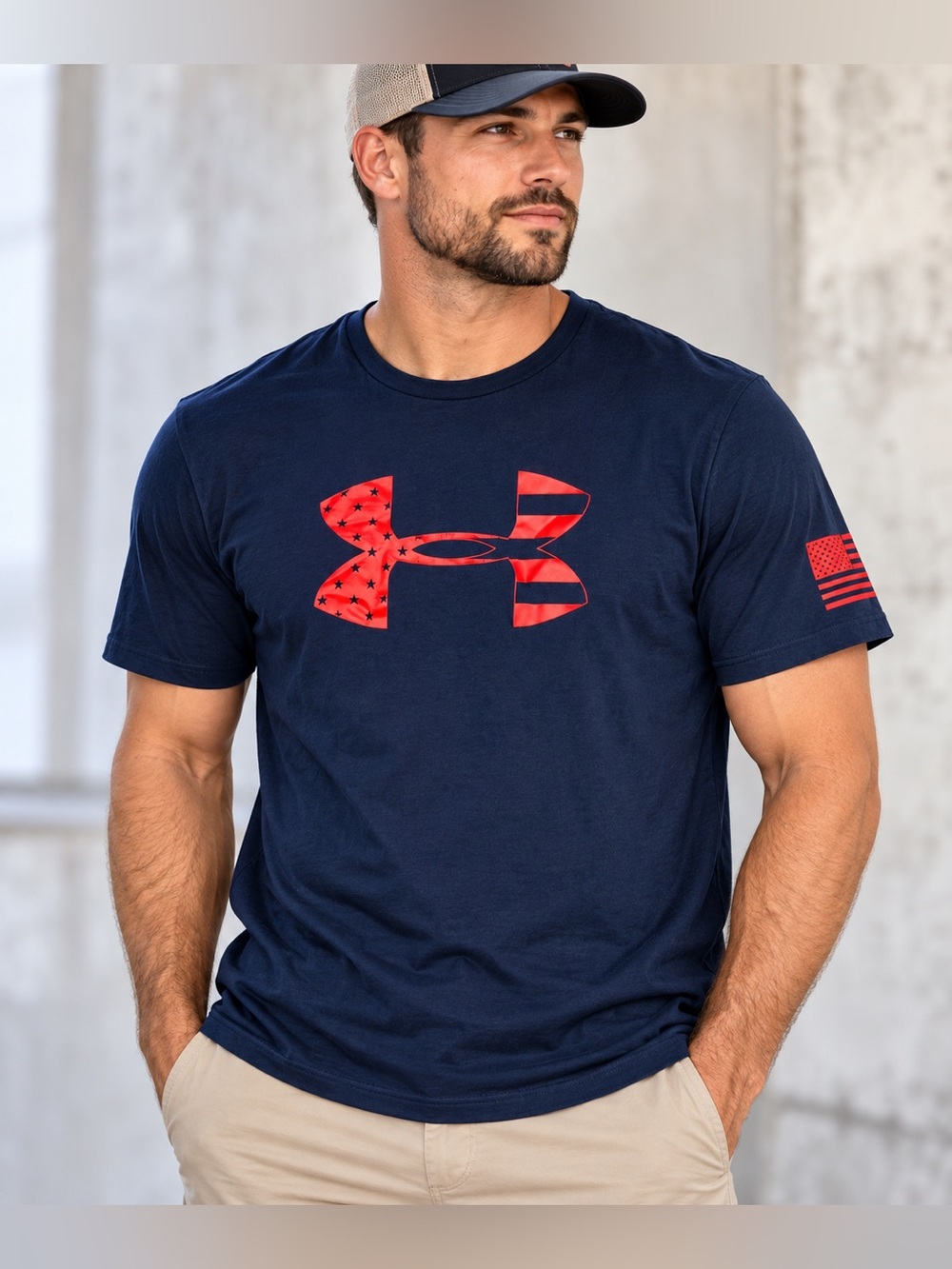 Under Armour Freedom American Flag T-Shirt Men’s 2XL XXL Navy Red Patriotic